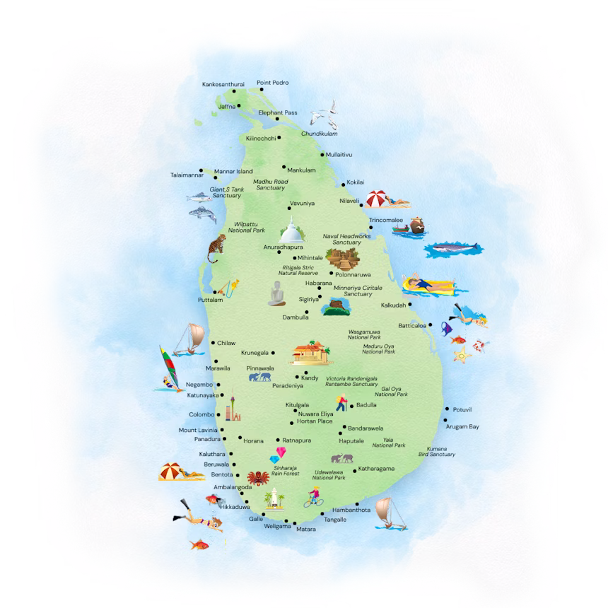 Sri Lanka Destinations Map